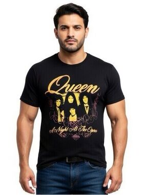 Men's Double Sided Short Sleeve Queen Graphic Band Tee